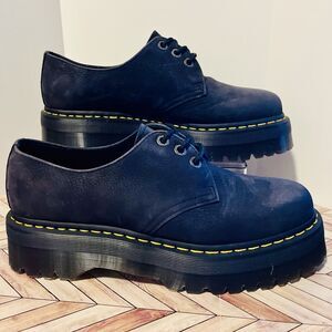 Dr Martens 1461 Quad II Tumbled Nubuck Leather Platform M 12 Charcoal Grey Shoes
